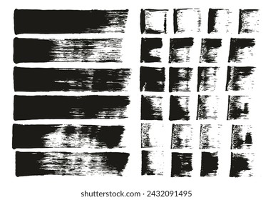 Hand Drawn Flat Sponge Regular Artist Brush Straight Lines Mix High Detail Abstract Vector Background Mix Set 