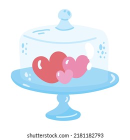 A hand drawn flat sticker of heart candies 