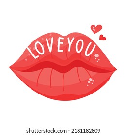 A hand drawn flat sticker icon of kiss