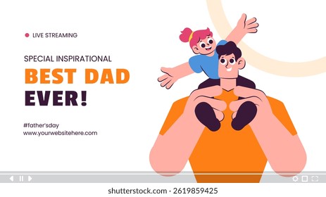 Hand Drawn Flat Style Illustration for Happy Father's Day Video Thumbnail Campaign