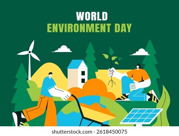 Hand Drawn Flat Style World Environment Day Background for Online Promotion