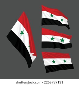 Handgezeichnete Flaggensammlung mit Flat Syria
