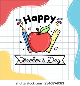 Hand drawn flat teachers' day background
