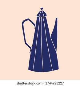 Hand drawn flat teapot. Cartoon vector kettle illustration. Design element, perfect for postcard, posters, web sites, coffee shop menu, tea store logo, print for merch