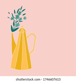 Hand drawn flat teapot. Cartoon vector kettle illustration. Design element, perfect for postcard, posters, web sites, coffee shop menu, tea store logo, print for merch