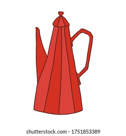 Hand drawn flat teapot. Cartoon vector kettle illustration. Design element, perfect for postcard, posters, web sites, coffee shop menu, tea store logo, print for merch