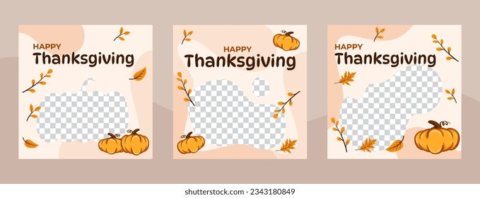 Handgezeichnete, flache Thanksgiving-Hintergrund-Vorlage für soziale Medien