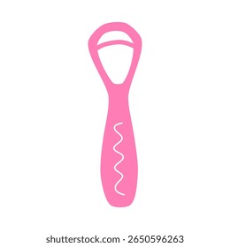 Hand drawn flat tongue scraper isolated on white background. Oral care concept.