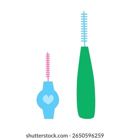 Hand drawn flat tooth picks isolated on white background. Oral care concept.