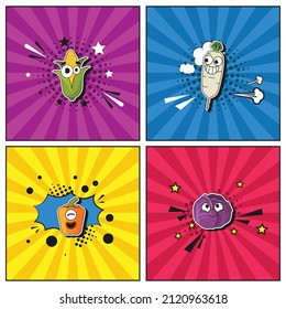 Colección de elementos de dibujos a la moda a la mano Colección de vegetales frescos