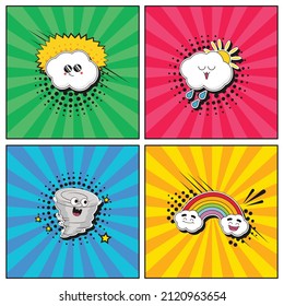 Handgezeichnete Sammlung von trendigen Cartoon-Elementen Wetterbericht