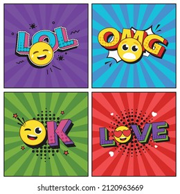 Handgezeichnete, flache, trendige Cartoon-Elemente-Sammlung Emoji Emotion