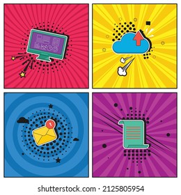 Hand drawn flat trendy cartoon elements collection Big data