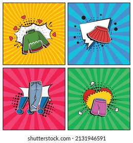 Hand drawn flat trendy cartoon elements collection clothes