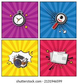 Hand drawn flat trendy cartoon elements collection Detective story