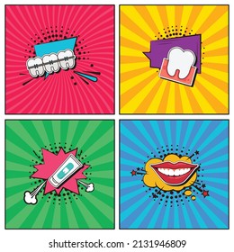 Hand drawn flat trendy cartoon elements collection Dental care