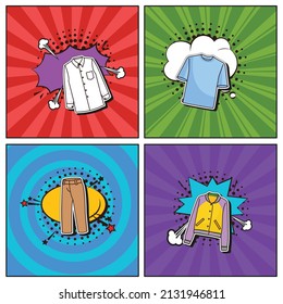 Hand drawn flat trendy cartoon elements collection clothes