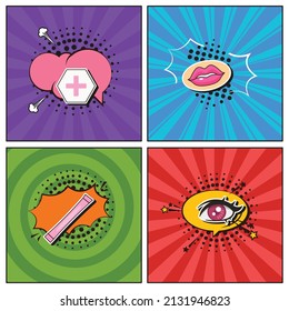 Hand drawn flat trendy cartoon elements collection collagen