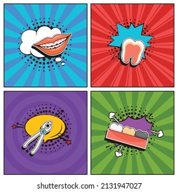 Hand drawn flat trendy cartoon elements collection Dental care