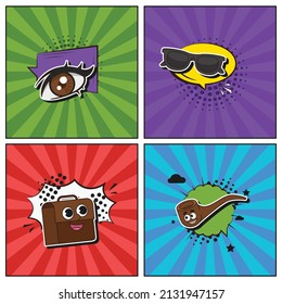 Hand drawn flat trendy cartoon elements collection Detective story
