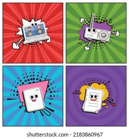 Colección de elementos de dibujos a la moda a la mano Obra desde casa