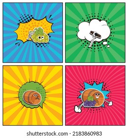 Colección de elementos de dibujos a la moda a la mano Colección de elementos de dibujos a la moda en bodega de vinos