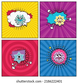 Hand drawn flat trendy cartoon elements collection Snowflake