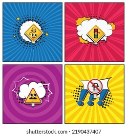 Hand drawn flat trendy cartoon elements collection Road sign