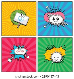 Colección de elementos de caricatura de moda dibujada a mano Protesta