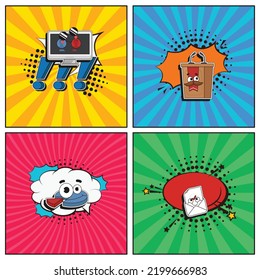 Hand drawn flat trendy cartoon elements collection Political
