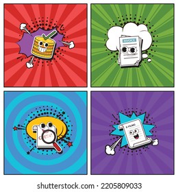 Colección de elementos de dibujos a la moda a la mano Gran Factura