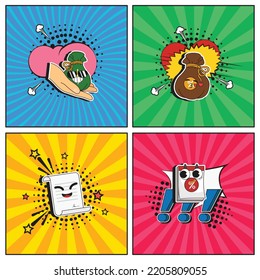 Hand drawn flat trendy cartoon elements collection Loan