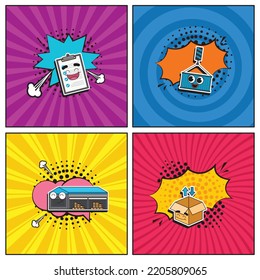 Hand drawn flat trendy cartoon elements collection Logistics