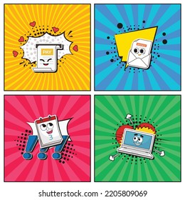 Hand drawn flat trendy cartoon elements collection Big Invoice