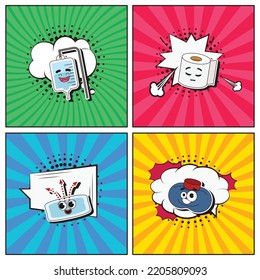 Colección de elementos de dibujos a la moda a la mano Colección de elementos de dibujos a la moda en frío y gripe