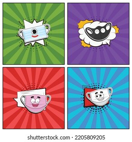 Hand drawn flat trendy cartoon elements collection Mask