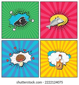 Handgezeichnete, flache, trendige Cartoon-Elemente-Sammlung Grill und BBQ