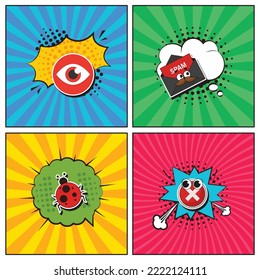 Hand drawn flat trendy cartoon elements collection Hacker
