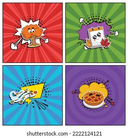 Hand drawn flat trendy cartoon elements collection Happy autum