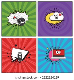 Hand drawn flat trendy cartoon elements collection Hacker