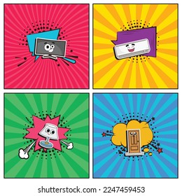 Hand drawn flat trendy cartoon elements collection Home