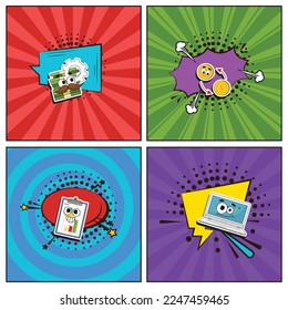 Hand drawn flat trendy cartoon elements collection Investment