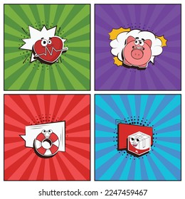 Colección de elementos de dibujos a la moda a la mano Seguros