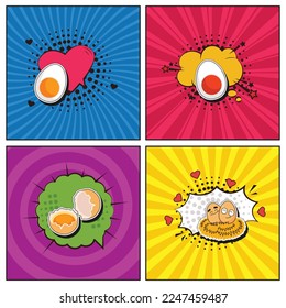 Hand drawn flat trendy cartoon elements collection Farm fresh eggs