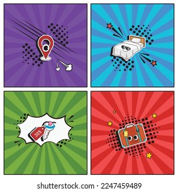 Hand drawn flat trendy cartoon elements collection Coffee