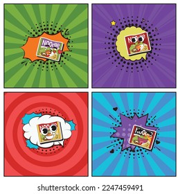 Hand drawn flat trendy cartoon elements collection Instant noodle