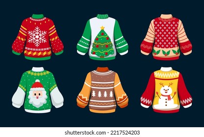 Hand drawn flat ugly sweater set collection