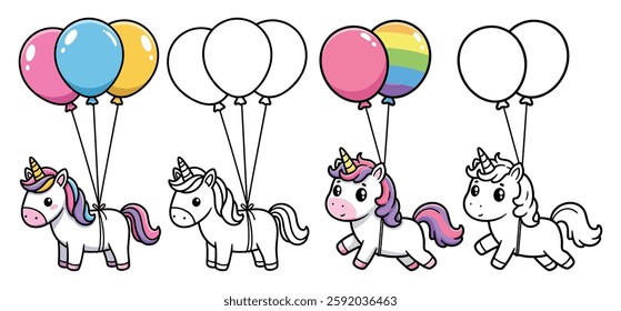   Hand drawn flat unicorn vector Clipart Illustration with a white background