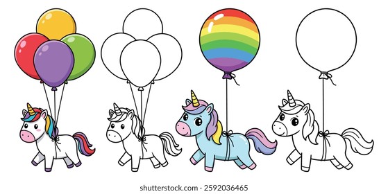   Hand drawn flat unicorn vector Clipart Illustration with a white background