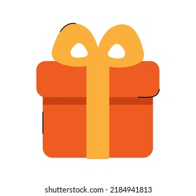 Hand drawn flat vector illustration of Marketing red gift box icon for web design.